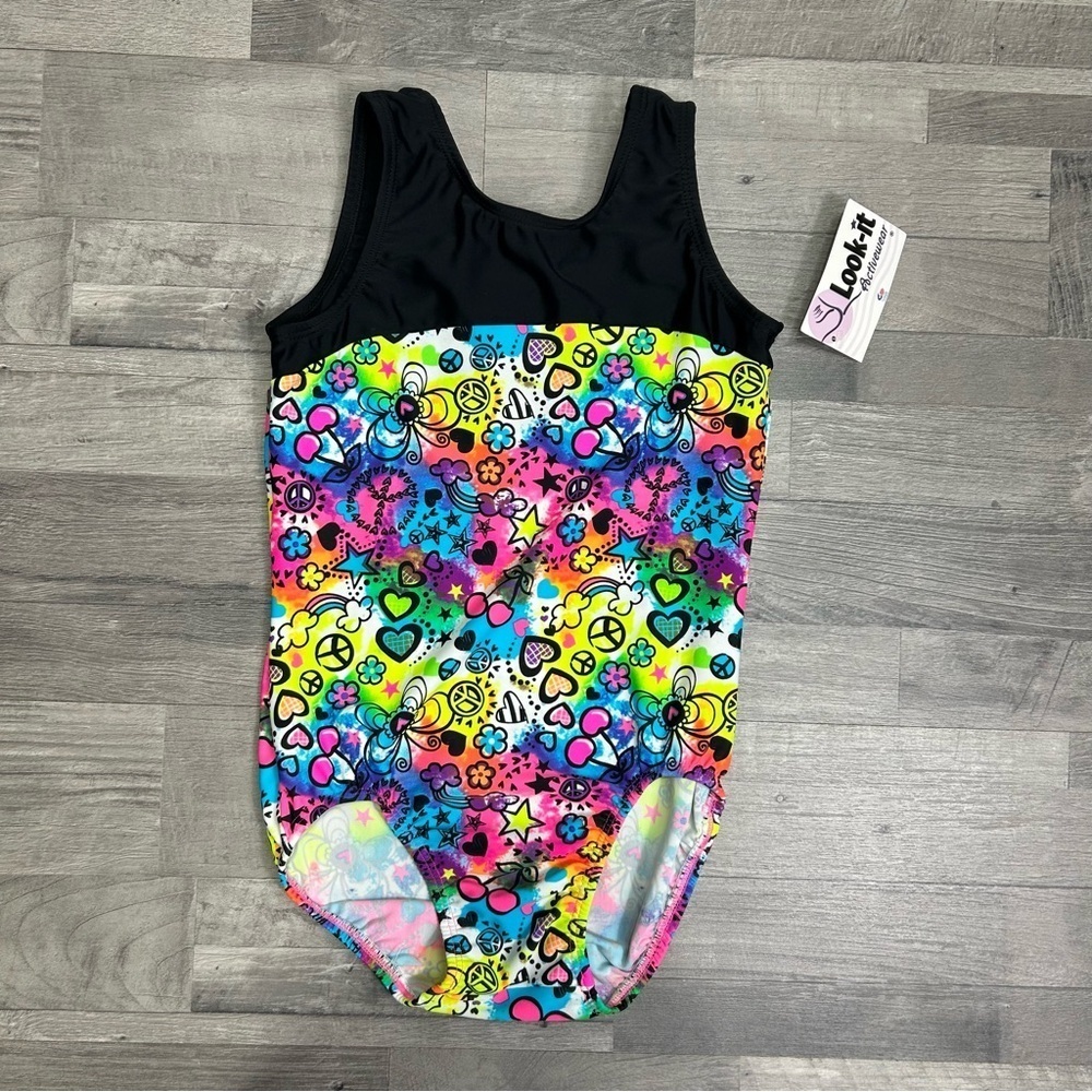 Look It Activewear Girls Neon Tie Dye Leotard S
